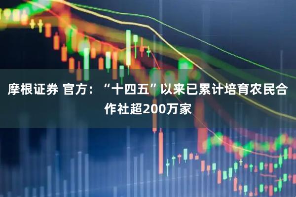 摩根证券 官方：“十四五”以来已累计培育农民合作社超200万家